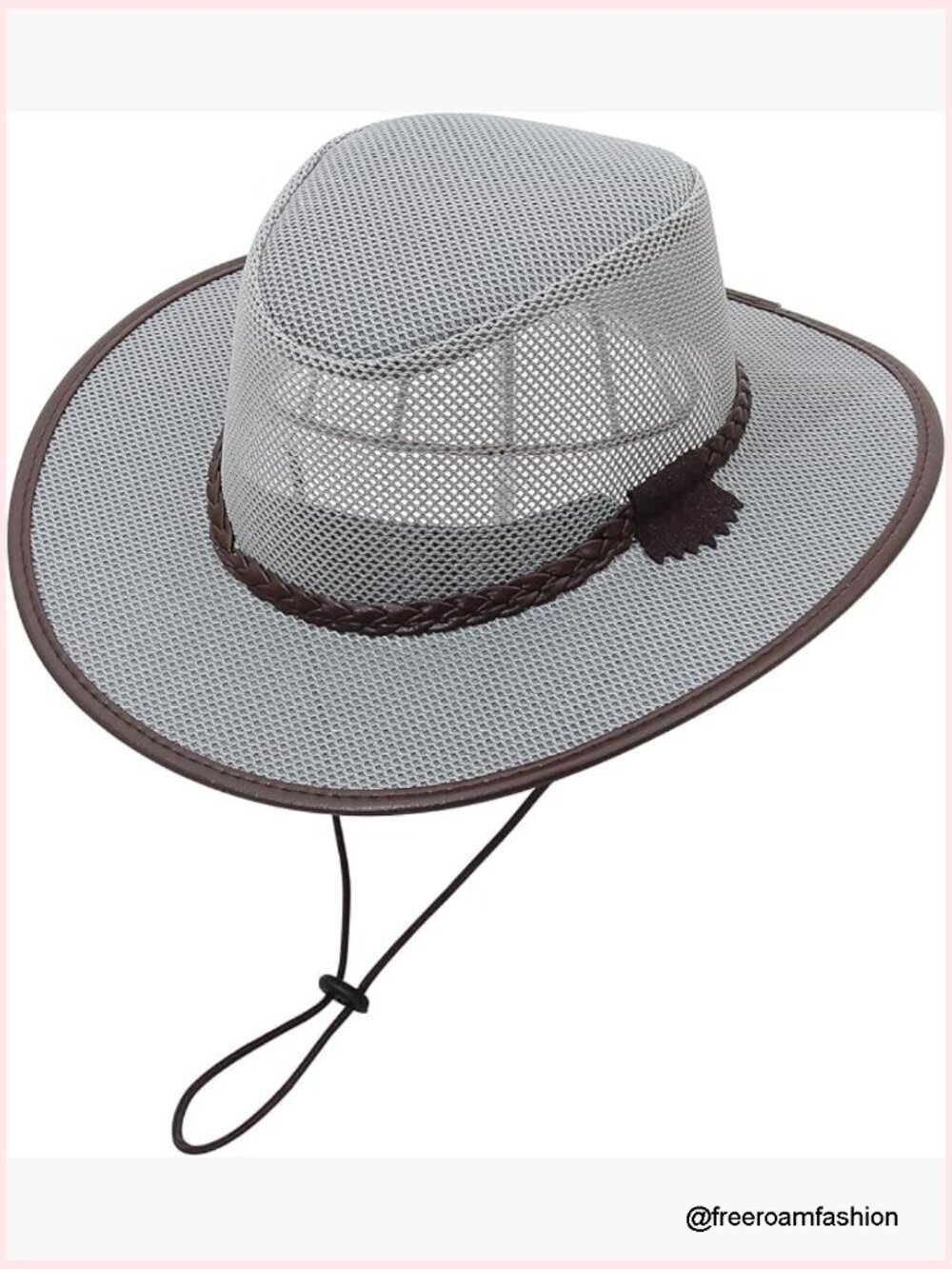 Breathable Wide Brim Cowgirl Sun Hat with Chin Strap Hollow Out